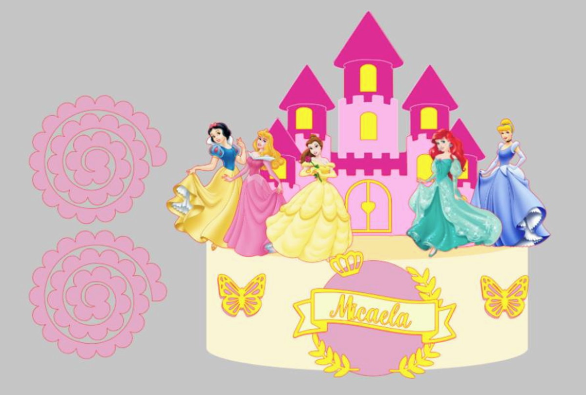 003 Arquivo de Corte Topo de Bolo - Princesas