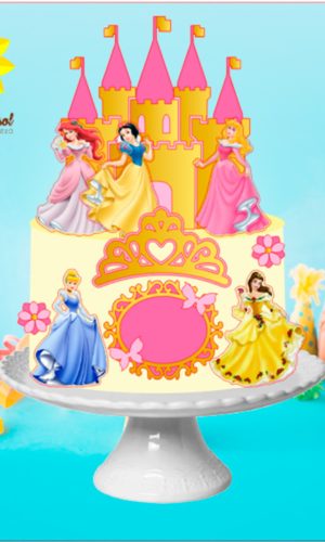 Arquivo Topo de Bolo Princesas Disney Castelo Ganhe +3 Produ