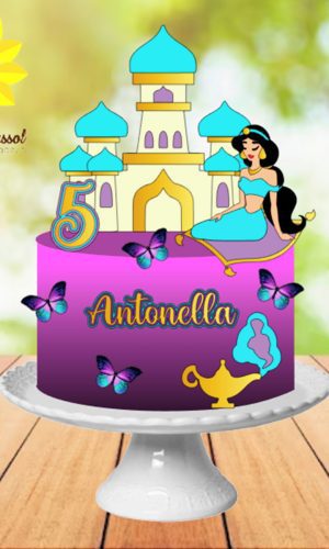 028 Arquivo de Corte Topo de Bolo Princesa Jasmine Ganhe+3