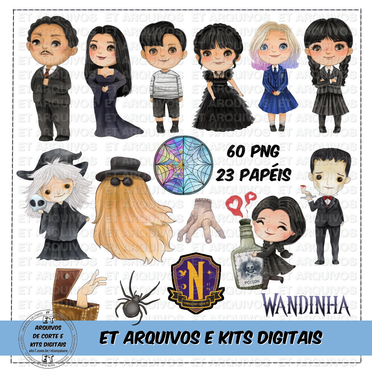 #098 Kit Digital Wandinha Família Addams