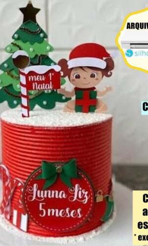 203- Arquivo de Corte Topo de Bolo Meu Primeiro Natal
