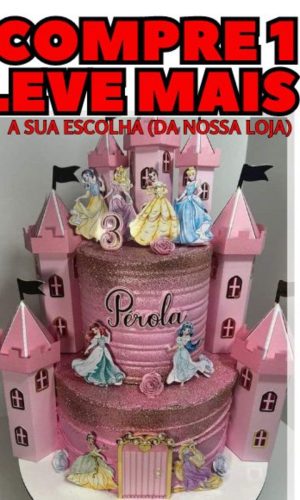 #2901 Arquivo de Corte Topo de Bolo Princesas Castelo