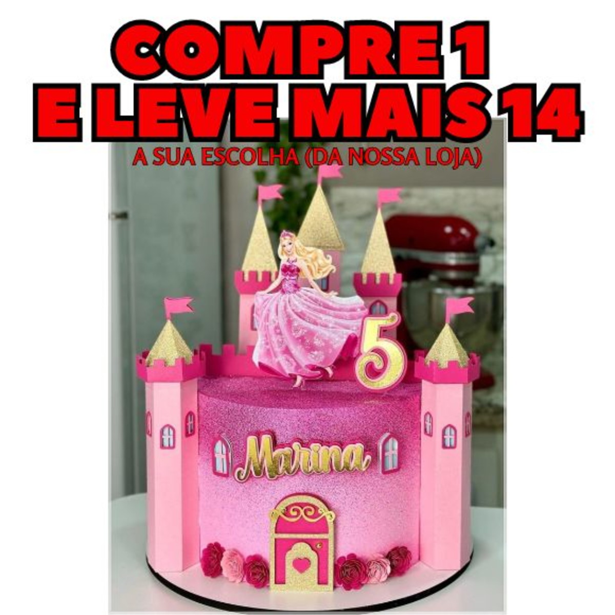 #2903 Arquivo de Corte Topo de Bolo Castelo da Barbie - Imagem 3