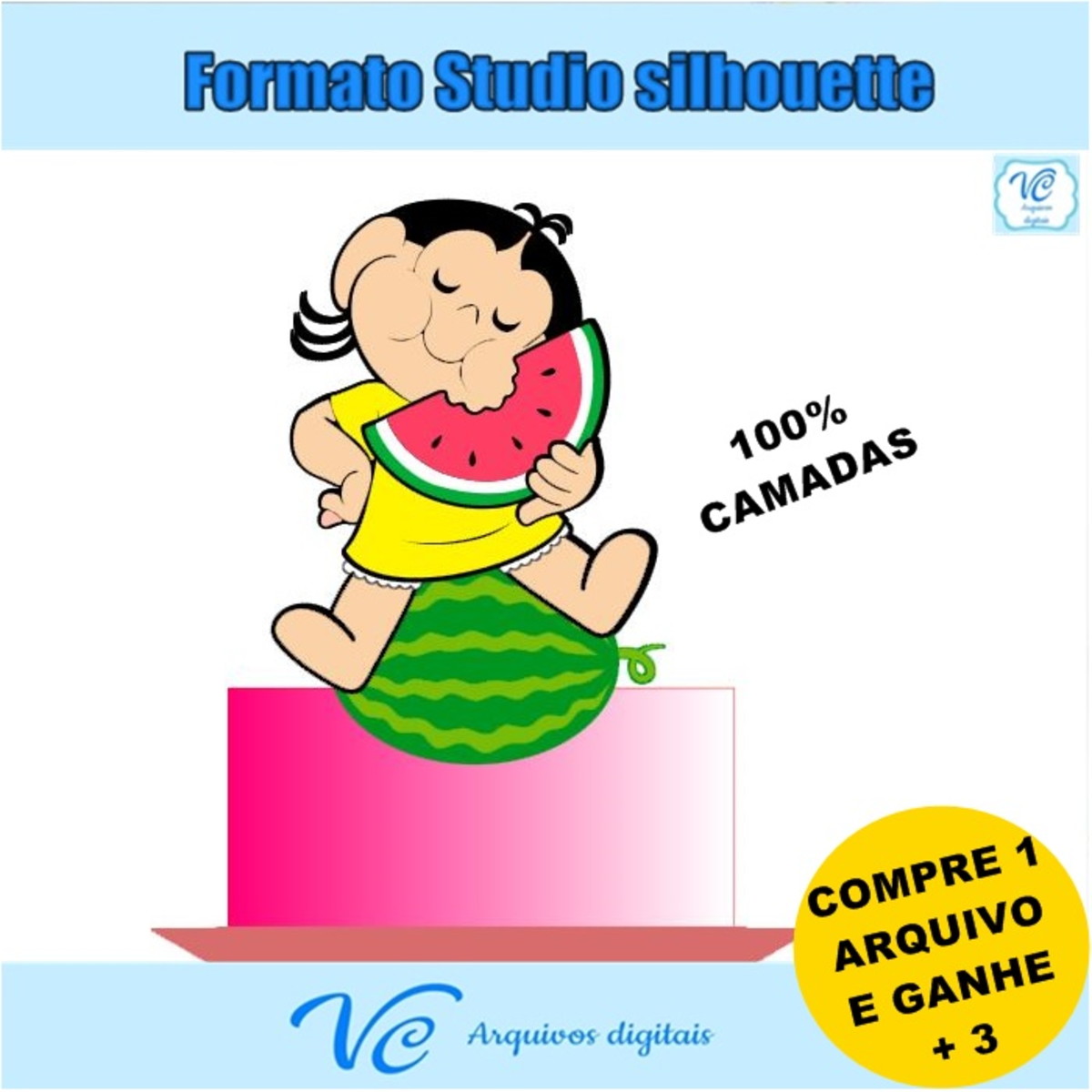 313- Arquivo de Corte Topo de Bolo Magali Melancia Camadas
