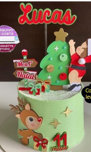 516 - Arquivo de corte topo de bolo Menino Natal