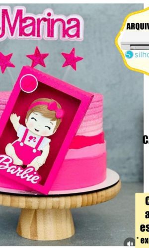 57- Arquivo de Corte Topo de Bolo Caixa e Boneca Barbie