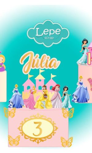 82 Topo de bolo Princesas - 3 modelos