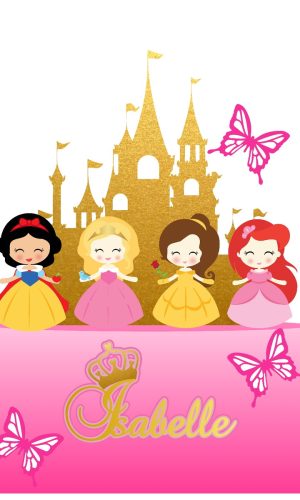 854 - Arquivo Digital Topo de Bolo Princesas Cute
