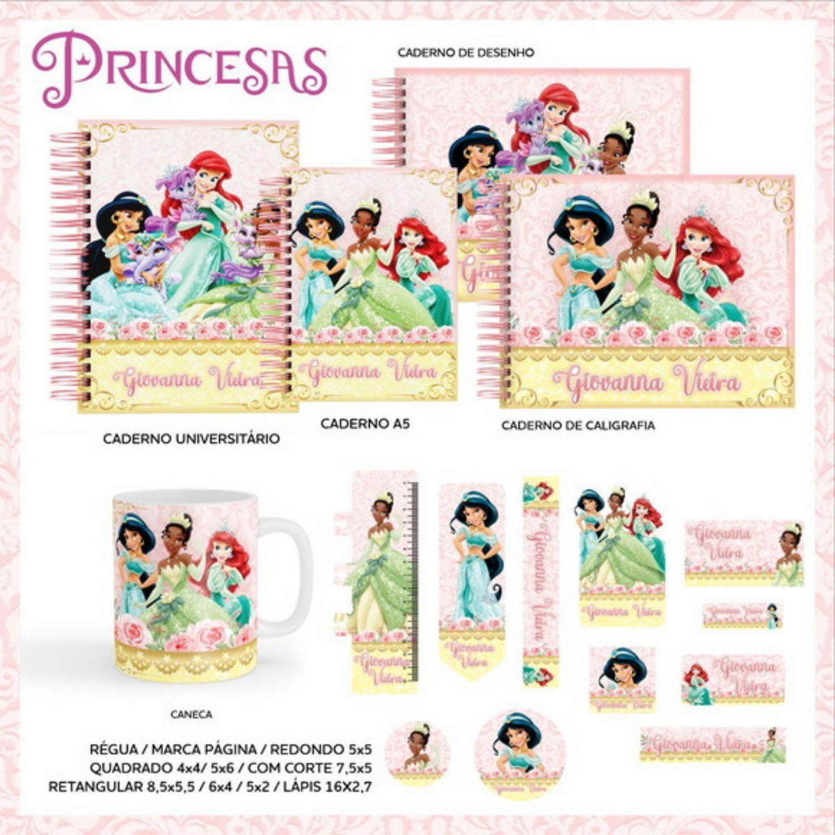 Arquivo Combo Volta as Aulas Princesas PDF PNG