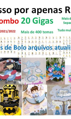 Arquivo corte combo topo de bolo +4000 arquivos kit 2000