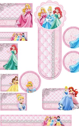 Arquivo Corte Digital Etiqueta Escolar Princesas Disney