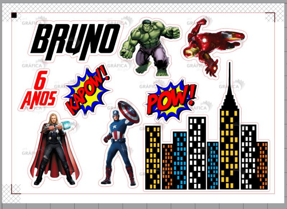 Arquivo Corte Silhouette Topo de Bolo Vingadores