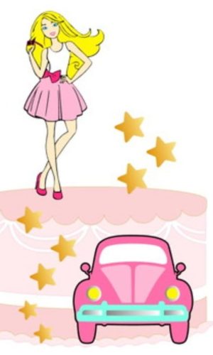 Arquivo Corte Topo de Bolo Barbie em Camadas com Carro