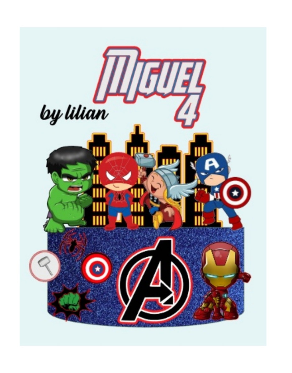 Arquivo Corte Topo de Bolo Cut Vingadores Lili