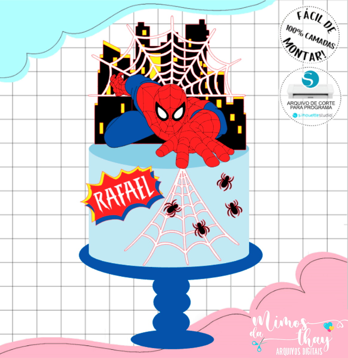 Arquivo Corte: Topo de Bolo Homem Aranha 009