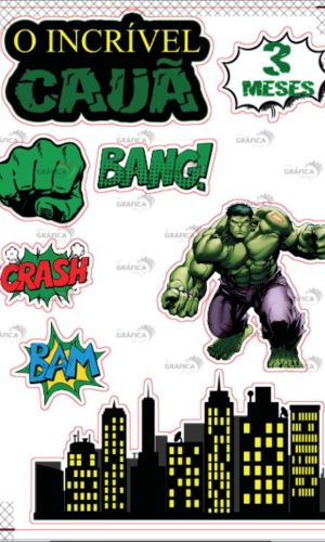 Arquivo Corte Silhouette Topo de Bolo Incrível Hulk