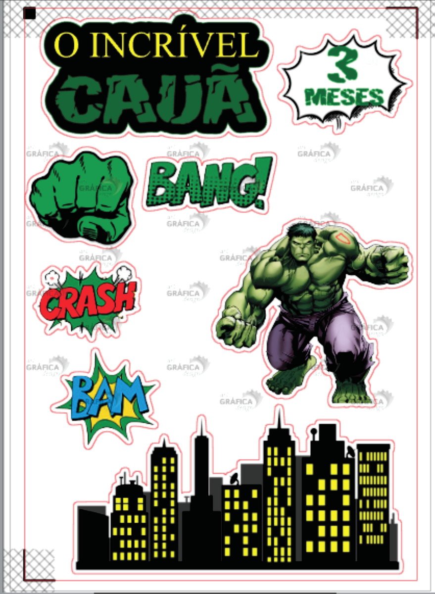 Arquivo Corte Silhouette Topo de Bolo Incrível Hulk
