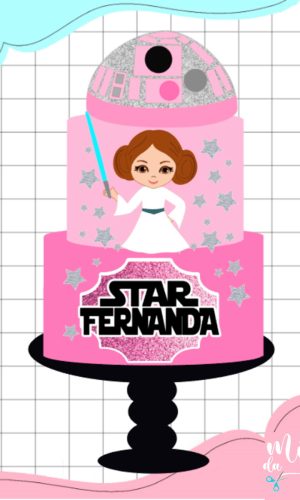 Arquivo Corte: Topo de Bolo Princesa Leia Star Wars 007