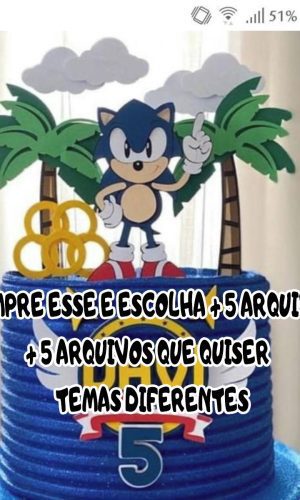 Arquivo Corte Topo de Bolo Sonic Camadas