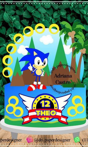 Arquivo Corte Topo de Bolo Sonic + 4 Arquivos a Sua Escolha