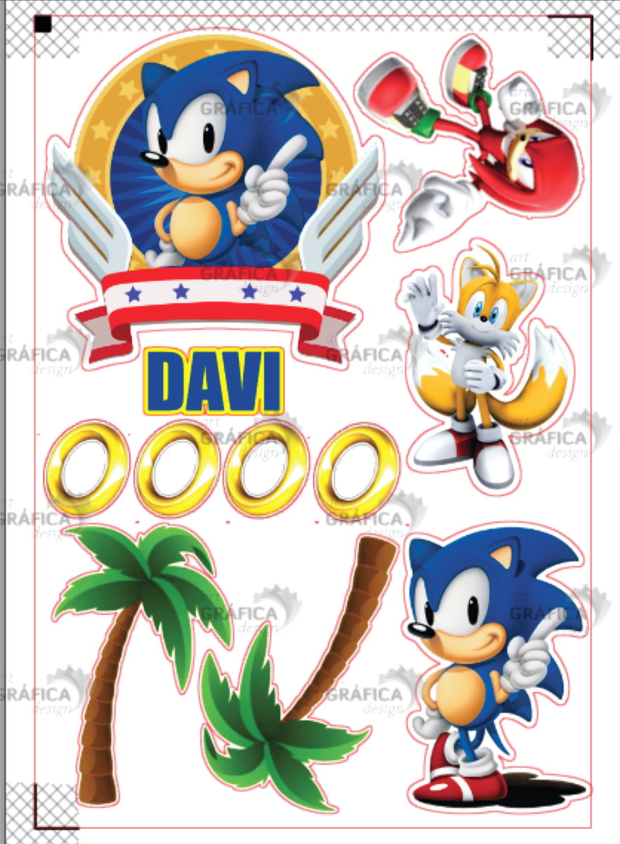 Arquivo Corte Topo de Bolo Sonic + Fonte