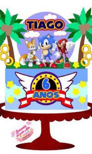 Arquivo Topo de Bolo Sonic + 4 Arquivos a Sua Escolha