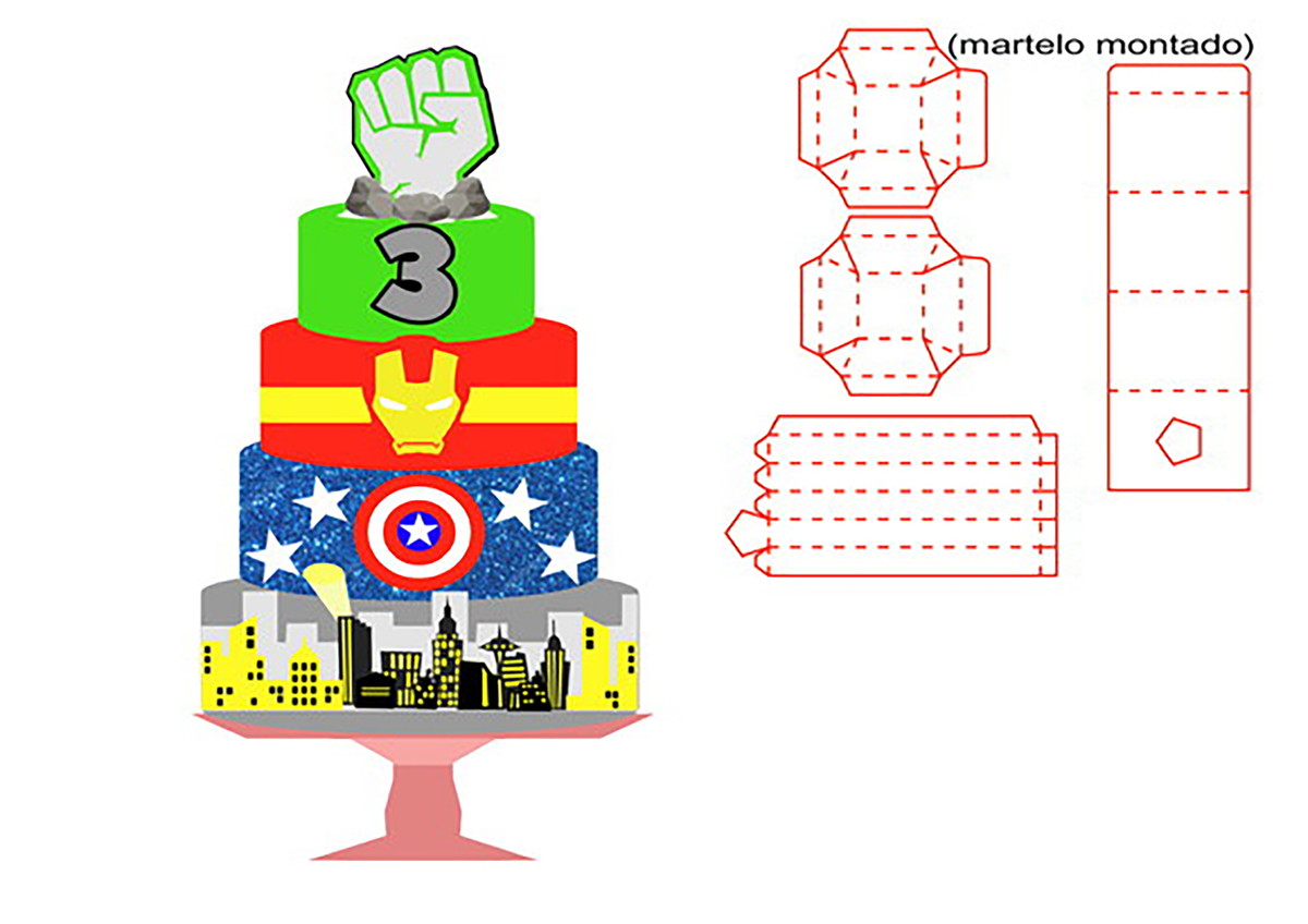 Arquivo Corte: Topo de Bolo Vingadores Cute 001
