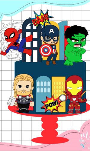 Arquivo Corte: Topo de Bolo Vingadores Cute 007