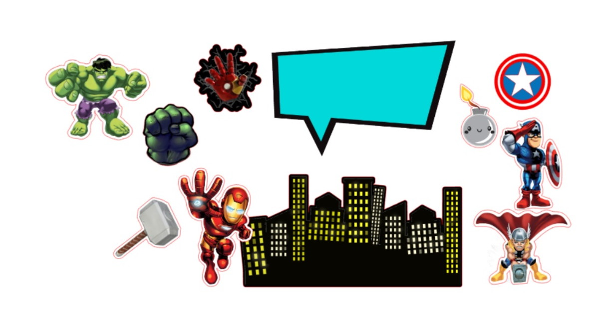 Arquivo Topo de Bolo Vingadores + 4 Arquivos a Sua Escolha
