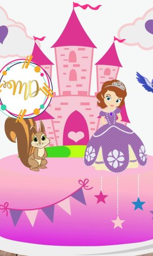 Kit com 5 arquivos de corte: 01-PRINCESA SOFIA TOPO CAMADAS