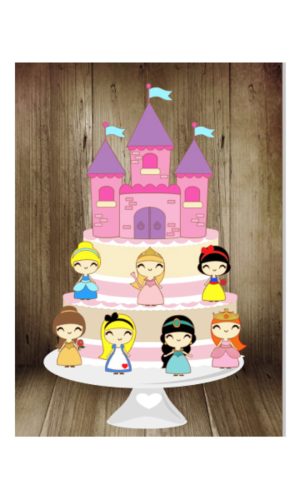 Kit com 5 arquivos de corte:02-PRINCESAS TOPO CAMADAS