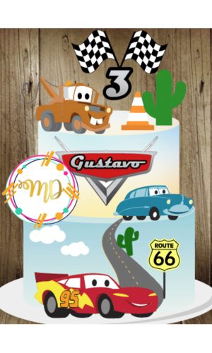 Kit com 5 arquivos de corte: 03-CARROS TOPO DE BOLO