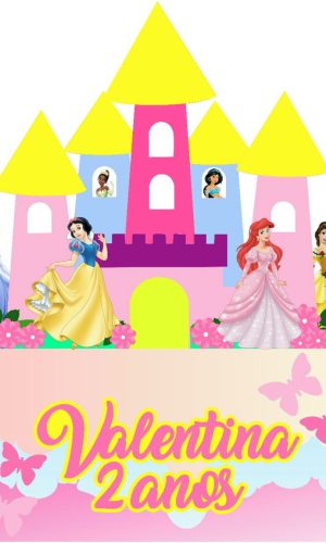 Kit com 5 arquivos de corte: 03-PRINCESAS TOPO DE BOLO