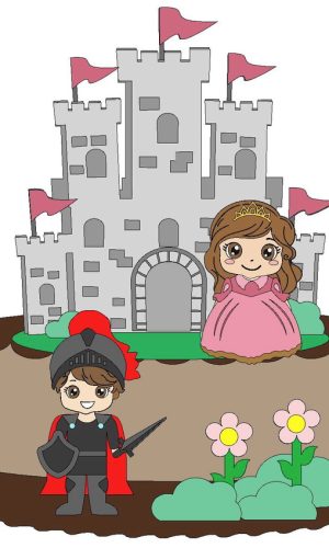 Kit com 5 arquivos de corte 04-PRINCESAS TOPO EM CAMADAS