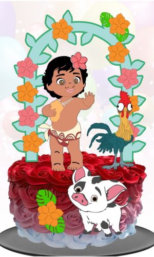 Kit com 5 arquivos de corte 05-MOANA TOPO DE BOLO (CAMADAS)