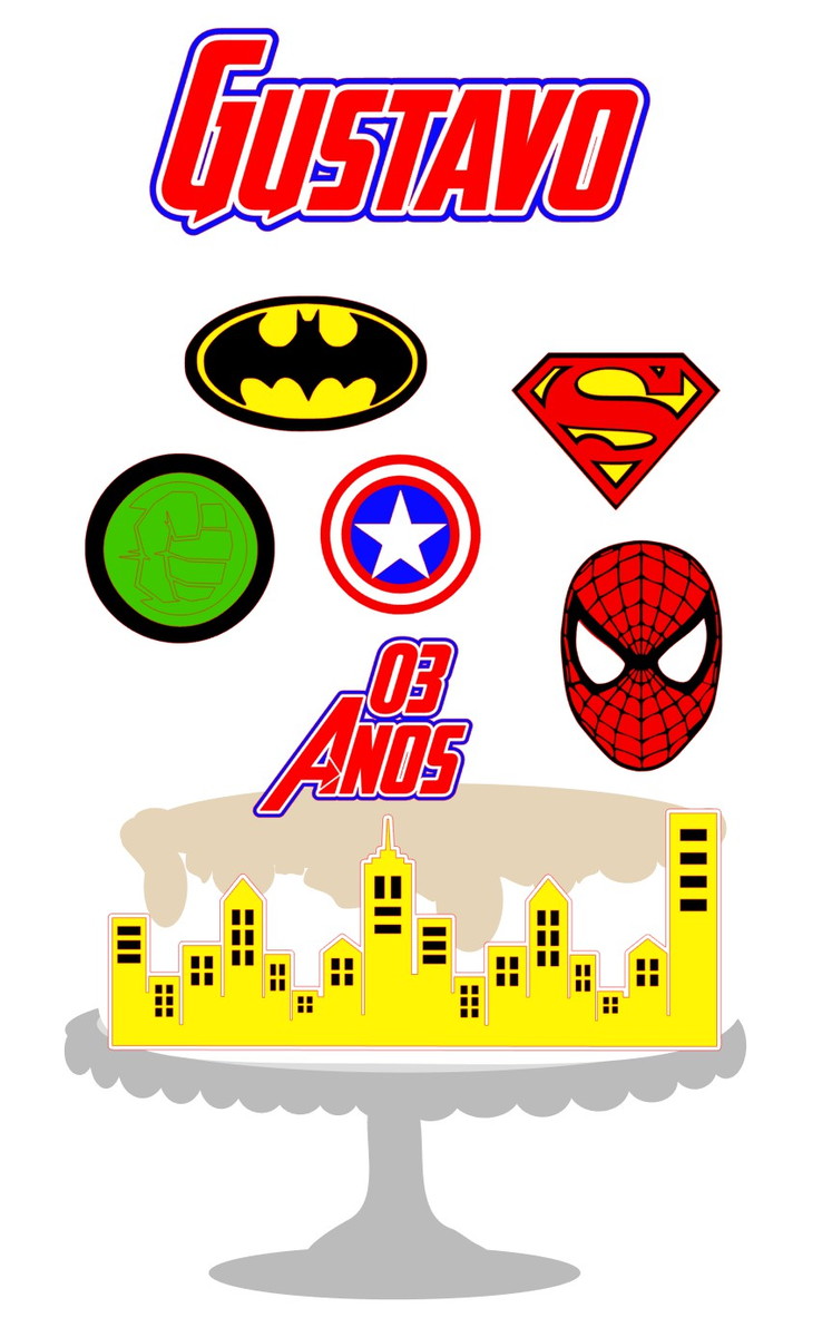 Kit com 5 arquivos de corte:06-VINGADORES TOPO CAMADAS
