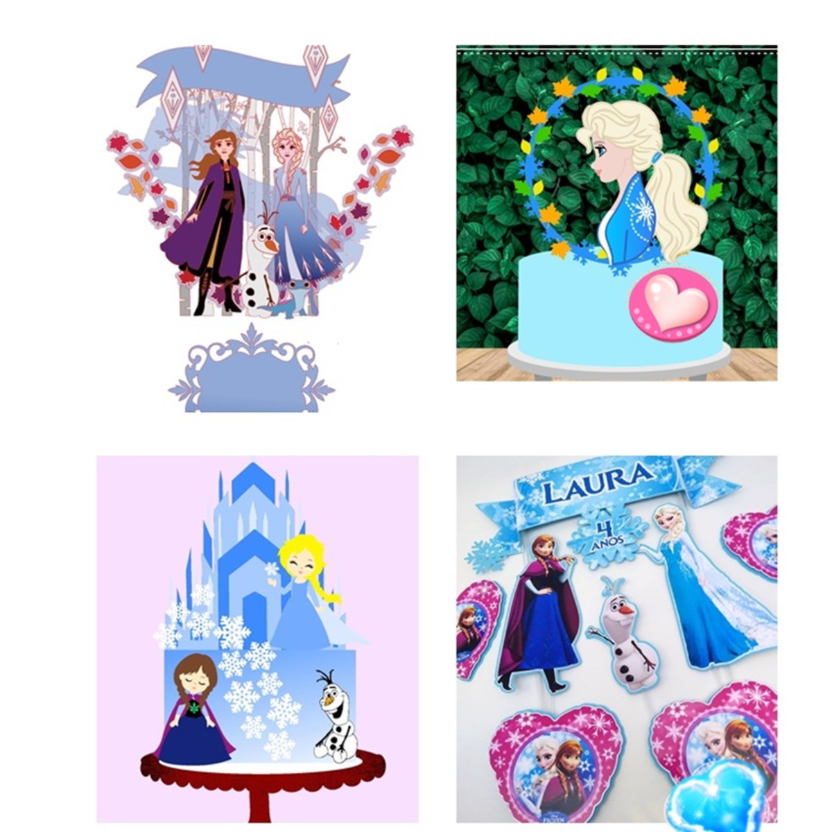 ARQUIVO DE CORTE 4 TOPOS DE BOLO FROZEN