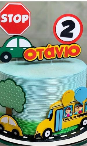 Arquivo de Corte Carros Topo de Bolo Cod 02 Ônibus Escolar