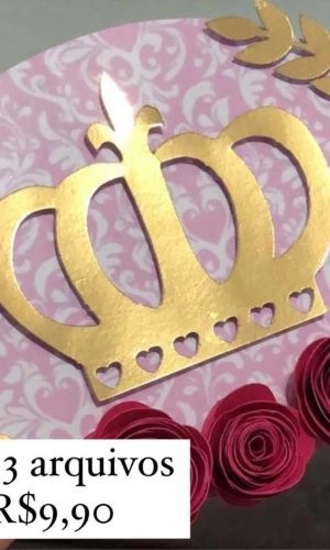 ARQUIVO DE CORTE DIGITAL - TOPO DE BOLO COROA PRINCESA