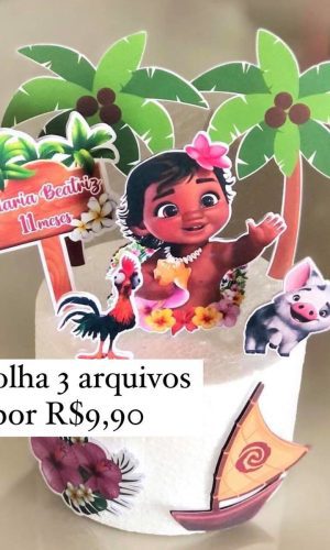 ARQUIVO DE CORTE DIGITAL - TOPO DE BOLO MOANA BABY