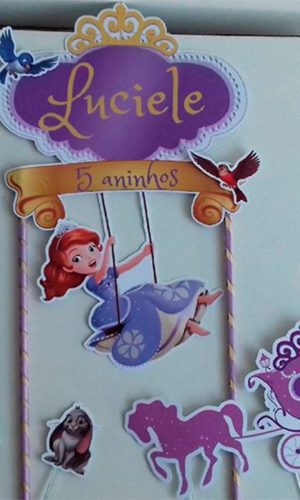 Arquivo de Corte Digital Topo de Bolo E KIT Princesa Sofia