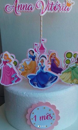 Arquivo de Corte Digital Topo de Bolo + KIT Princesas Disney