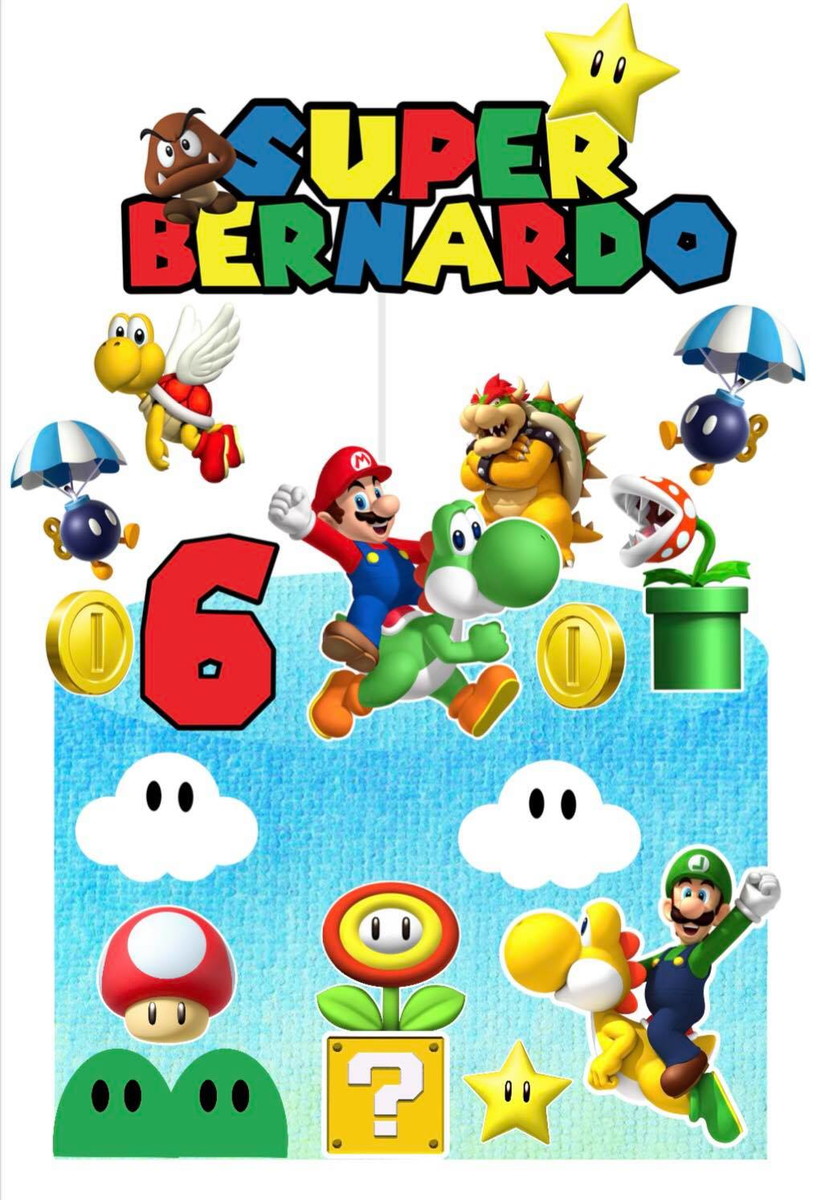 4 Arquivos de Corte Digital - Topo de Bolo Super Mario - Imagem 2