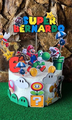4 Arquivos de Corte Digital - Topo de Bolo Super Mario
