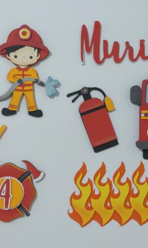 Arquivo de corte em camadas topo de bolo Bombeiro
