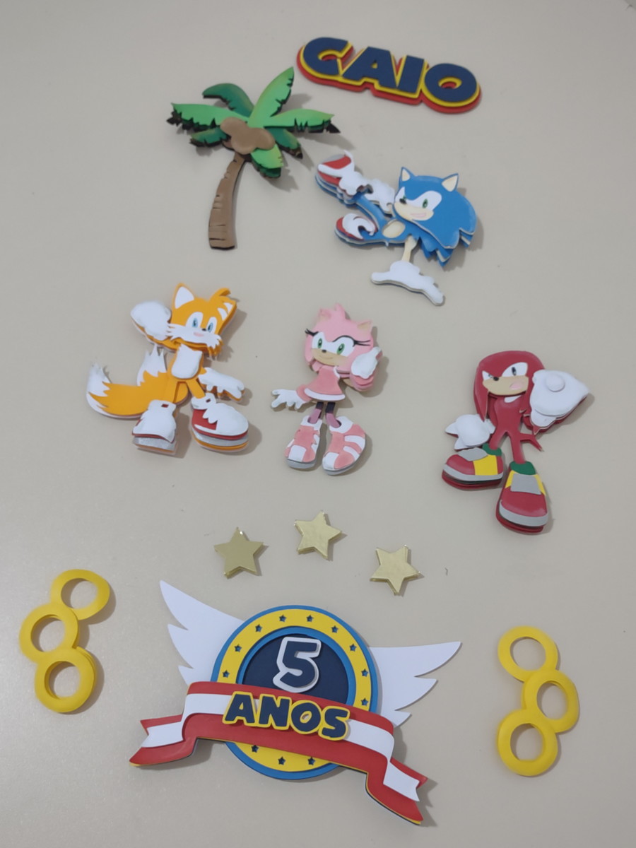 Arquivo de corte em camadas topo de bolo Sonic - Imagem 5