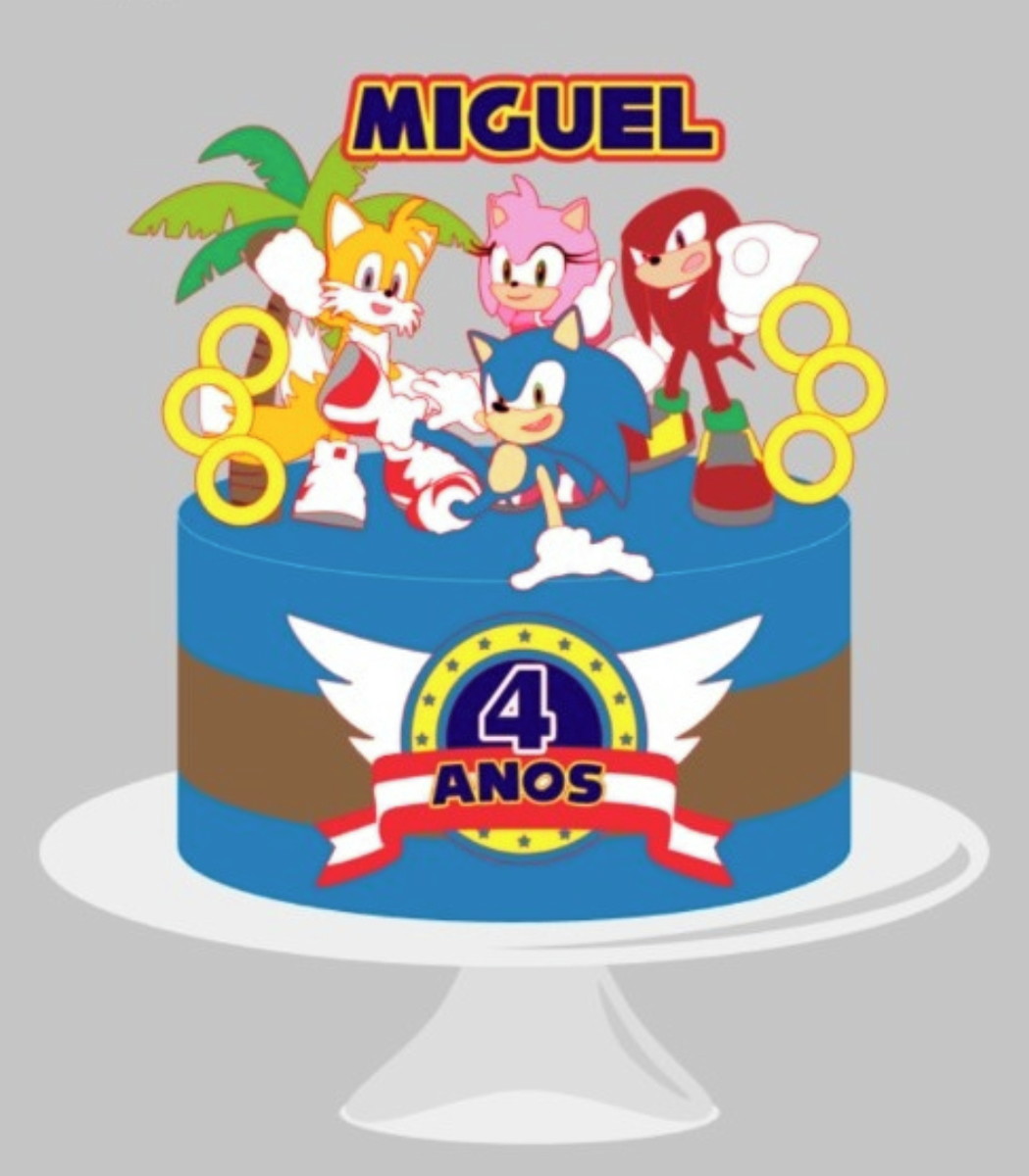 Arquivo de corte em camadas topo de bolo Sonic