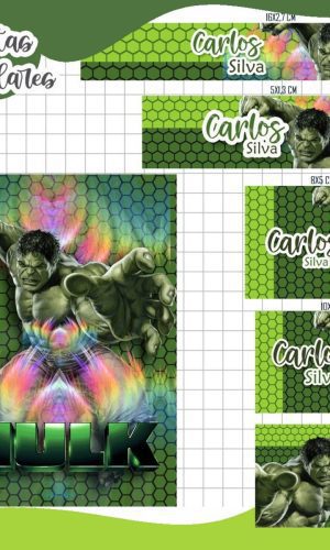 Arquivo de Corte Etiquetas Escolares Hulk