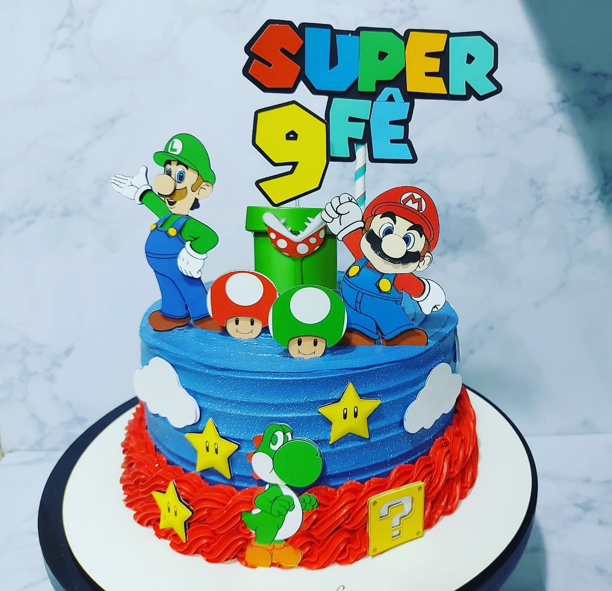 Kit c/5 arquivos de corte:06-SUPER MARIO TOPO DE BOLO CAMADA