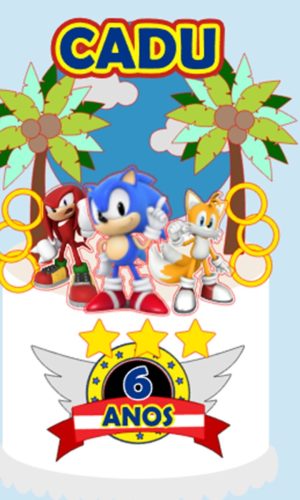 Arquivo de Corte - Topo de bolo Sonic 1
